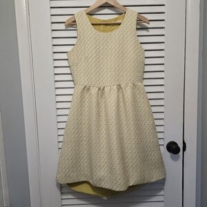 Lili Rose Women's Dress 6 Ivory & Gold high-low Pockets EUC